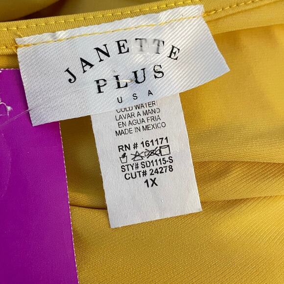 Janette Plus Size 1X Yellow Jersey Maxi Dress - Picture 7 of 7